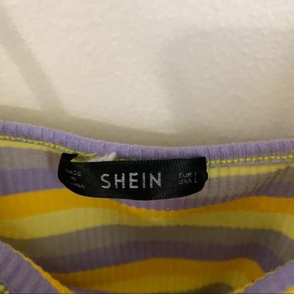 SHEIN Striped Cropped Camisole Purple Yellow Large - Picture 8 of 10